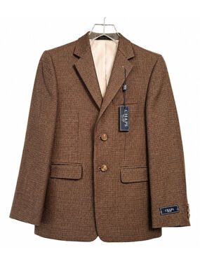 Chaps Brown Houndstooth Sport Coat Blazer Boys Size 14R NWT
